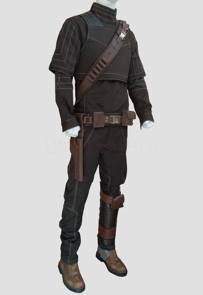 Star Wars The Mandalorian Traje Cuero Cosplay Disfraz Cinturón con Pierna Cinturón de Caza Foto 3 de 4