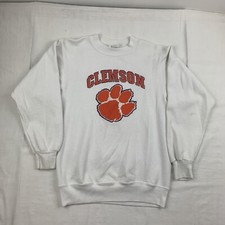 Vintage Clemson Tigers Sweatshirt Adult Small White College Crewneck Pullover