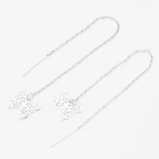 Claire's Silver 3" Filigree Butterfly Threader Drop Earrings (LOC. I-B)