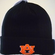 AUBURN TIGERS UNISEX ADULT 2-LOGO EMBROIDERED CUFF BLUE KNIT HAT CAP TOBOGGAN