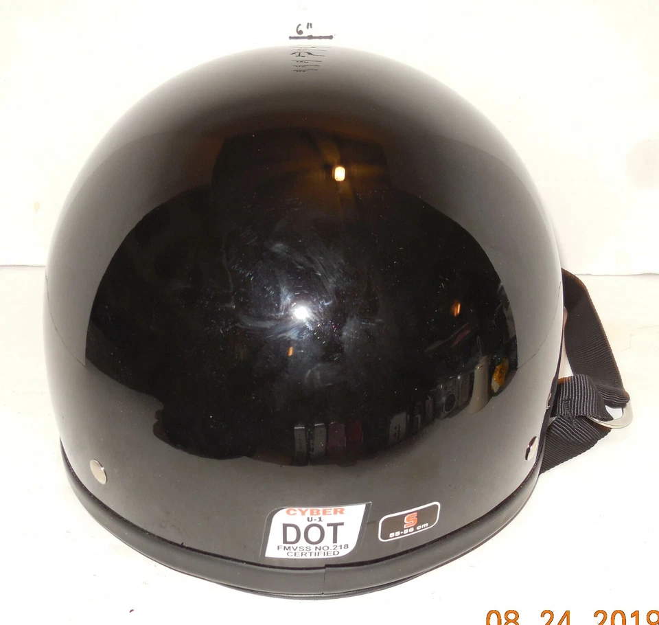Cyber U-1 Black Half BIKE Motorcycle Cruiser Helmet Adult Small DOT Approved - Image 4 of 4
