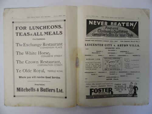 ASTON VILLA vs LEICESTER CITY | FIRST DIVISION | 1931/1932 | & STOKE CITY (RES) - Picture 5 of 5