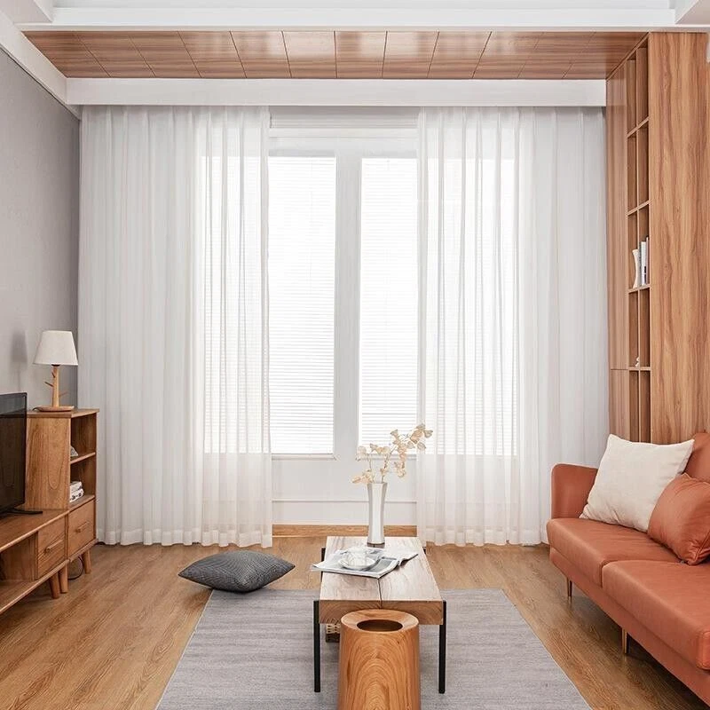 1/2x Panel Chiffon Sheer Curtains Soft Silky Texture Window Drapes Bedroom Decor - Image 2 of 4