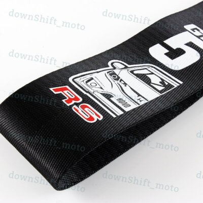 1X Black JDM GK5 RS Racing Car Tow Towing Strap Belt Recovery Hook for ...