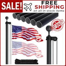 Flag Pole Kit Extra Thick Heavy Duty Aluminum Flagpole Outsides 25 FT