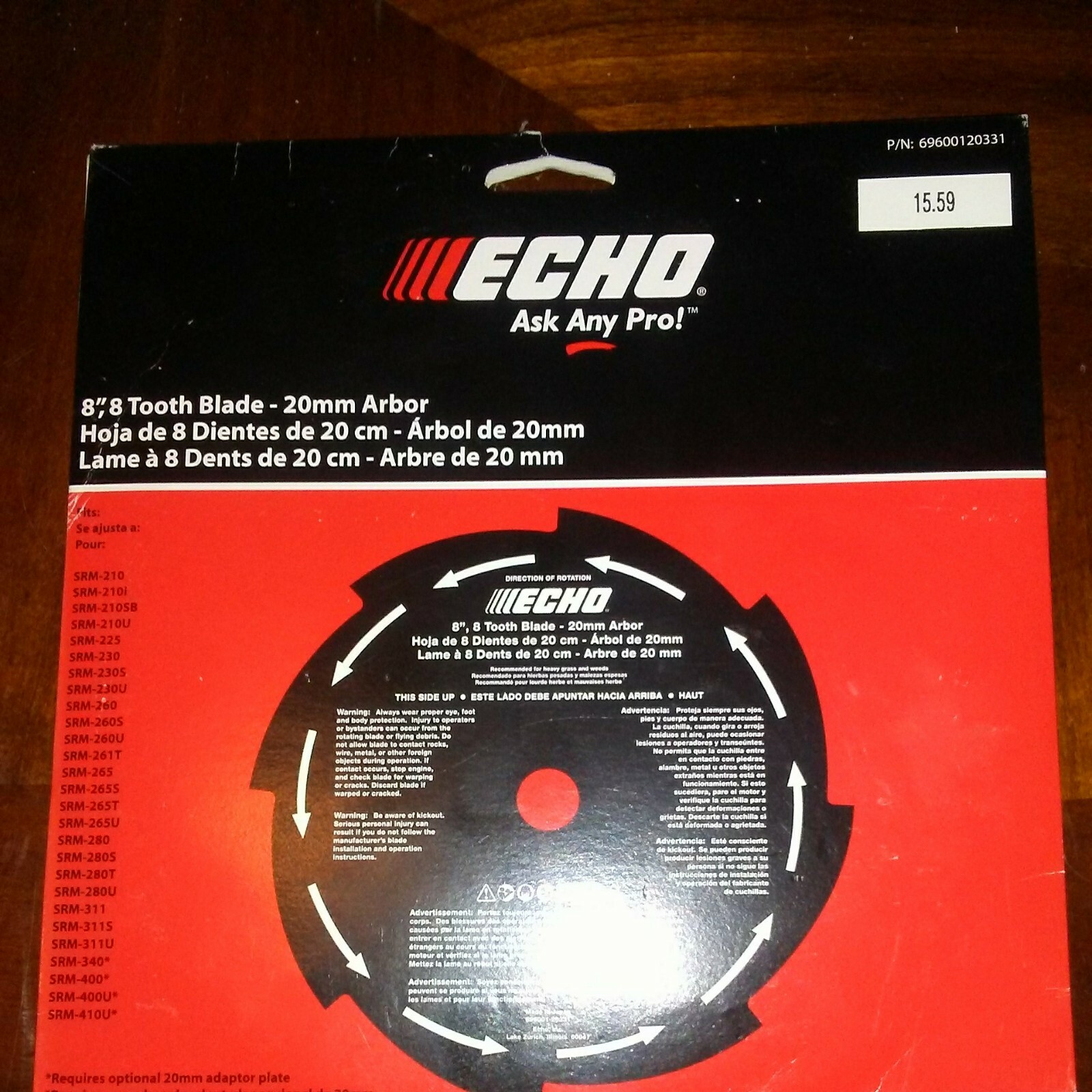 Echo (69600120331) 8 in. 8-Tooth Grass & Weed Blade (20 mm)