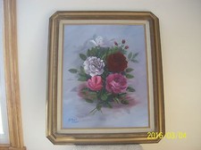 Rose Floral Design Vibrant Oil On Canvas Artist Signed Kathryn Brown