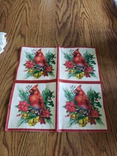 Christmas Napkins 20 Cocktail Napkins Red Cardinal Winter Bird 5" x 5" New