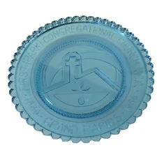 Grand Rapids MI First Park Congregational Church VTG Pairpoint Glass Cup Plate