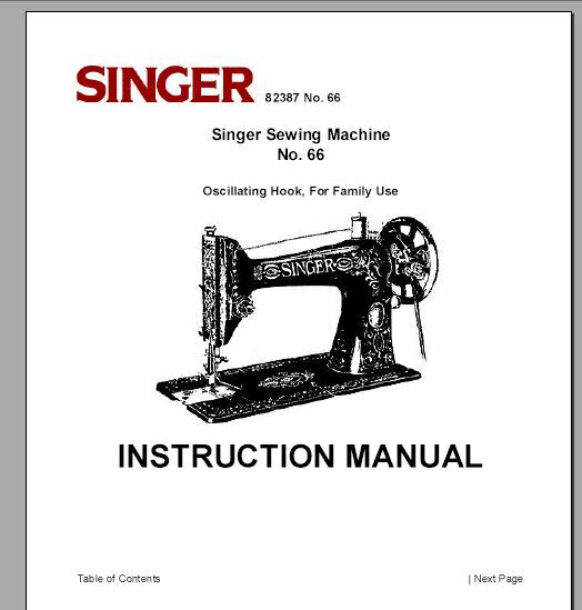 Singer Sewing Machine 66 Instruction Manual PDF on CD or