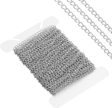 Silver Chain for Jewelry Making 2Mm 33 Ft Chain Roll Curb Stainless Steel