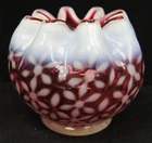 FENTON Art Glass Cranberry Opalescent Rose Bowl Vase 4"
