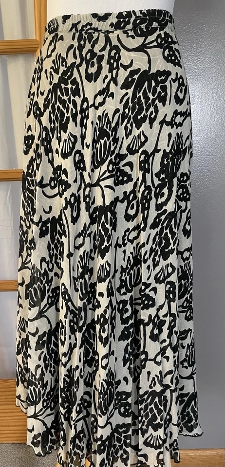 80s SARAH ARIZONA Reversible Floral Skirt Sz L Swirl Beige White Boho Prairie - Image 4 of 4