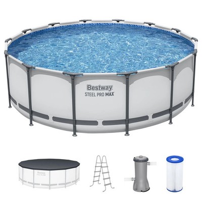 Bestway Steel Pro MAX 14'x48'' Round Above Ground Swimming Pool with Pump & Cover