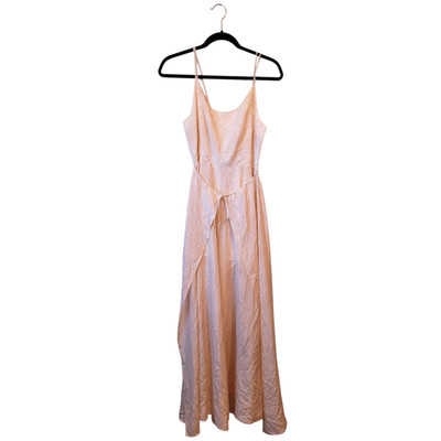 Luba By Hannah Payne Light Pink Snakeskin Tie Front Wide Leg Junpsuit Size 4 NWT