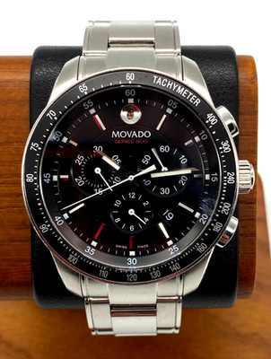 MOVADO 14.1.14.1144 Series 800 Men's Swiss Black Chronograph Steel Watch 42mm