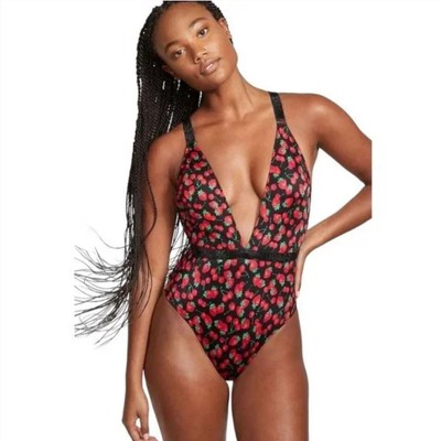 Treat ürself cherry one-piece swimwear Victoria Secret One Piece Swimsuit Cherry Strawberry Plunge Lolita