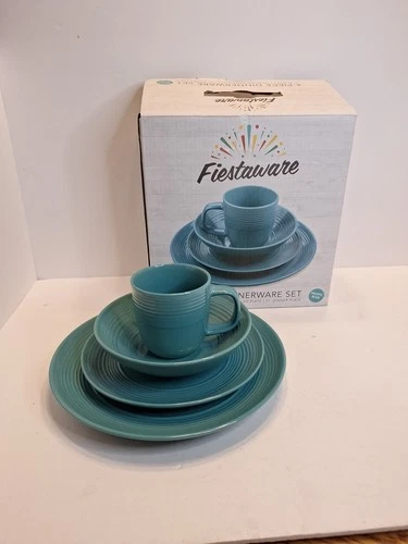 Fiestaware 4-Piece Dinnerware Set - Pacific Blue - by Dwell Six NIB