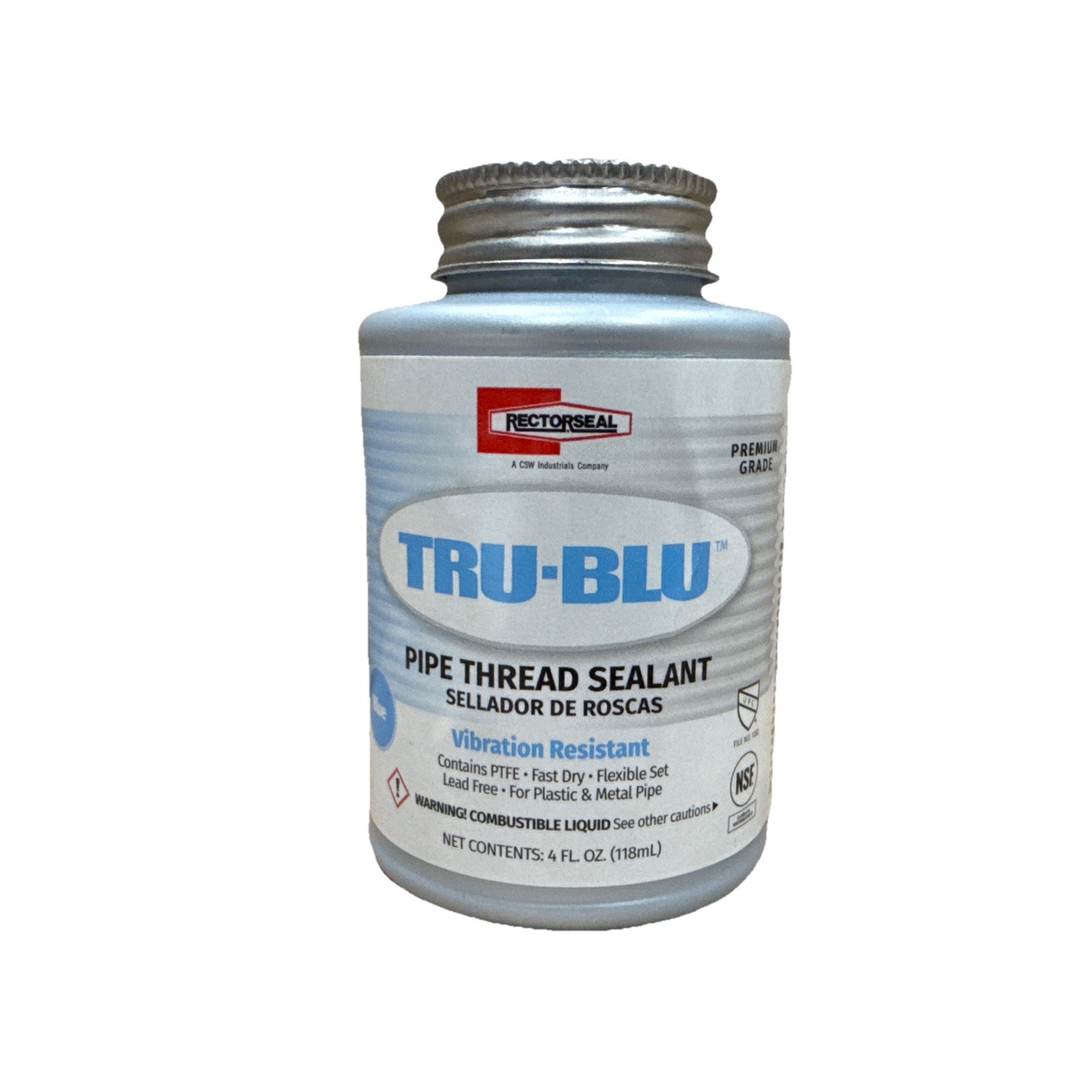 Rectorseal 31631 Pipe Thread Sealant 4.8 Fl Oz, Brush-Top Can, Tru-Blu, Blue