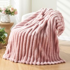 Super Soft Throw Blanket Pink Premium Silky Flannel Fleece 3D Lightweight Bed