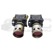 LOT OF 2 ALLEN BRADLEY 2 800E-3X10 /A CONTACT BLOCK W/ RED PUSH BUTTON