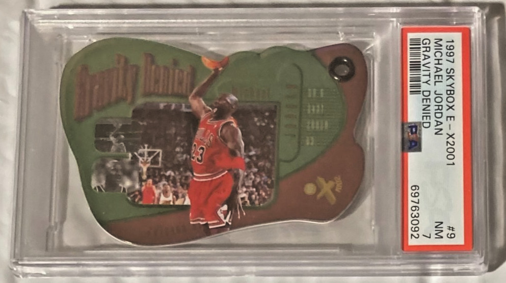 1997 SKYBOX E-X2001 #9 GRAVITY DENIED MICHAEL JORDAN PSA NM 7 WHY! LOOKS HIGHER!