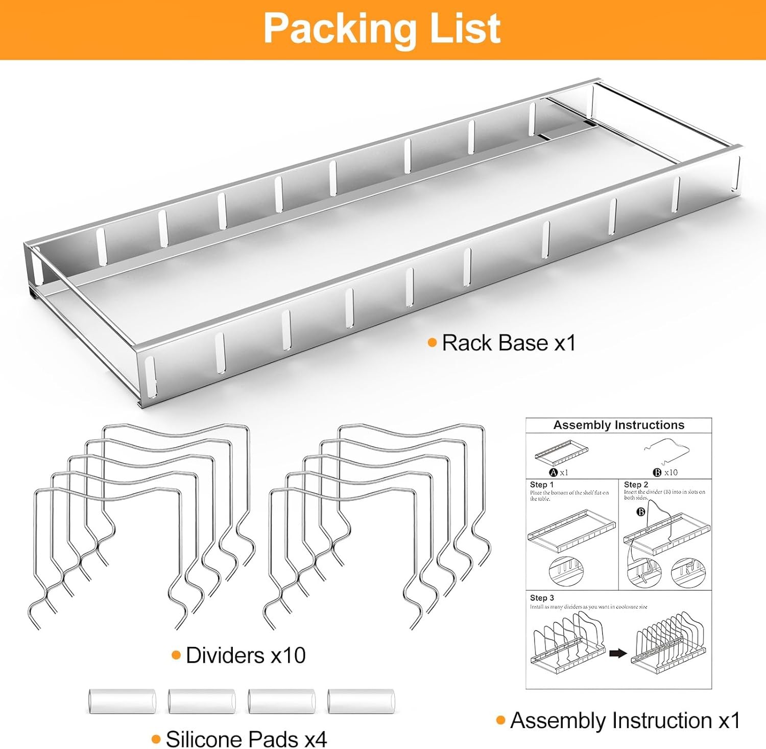 FLSEPAMB Pan Organizer - Adjustable Lid for 1 Pack, Detachable 