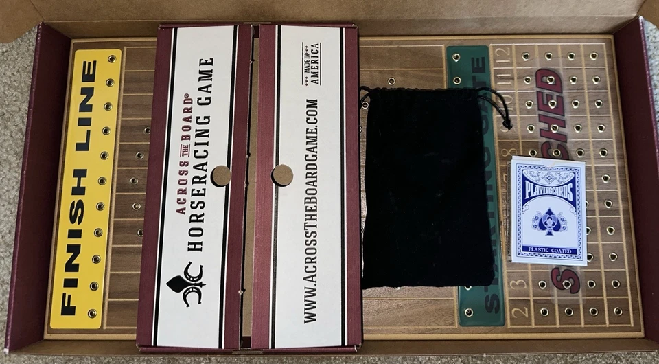 Juego de fiesta de carreras de caballos Across the Board hecho a mano 2007 nogal hecho en EE. UU. Foto 4 de 4