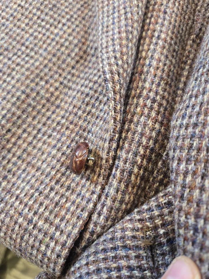 Blazer Stafford Para Hombres 42 Marrón Harris Tweed Codo Parches Hecho en EE. UU. Escocia Foto 3 de 4