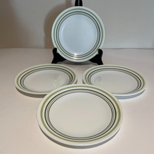 4 Corelle Corning Ware Garden Sketch Bands Bread Dessert Plates 6.5" Green Rings