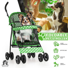 4 Wheels Foldable Pet Stroller,Breathable Travel Carrier Storage Basket Skylight