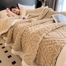  Carved Velvet Warm Autumn Winter Blanket for Bed Soft Fluffy Sofa Blankets