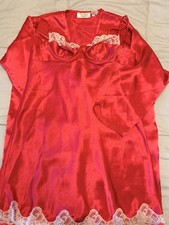Vintage Gold Label Victoria  s Secret Red Satin Slip Dress And Robe Christmas
