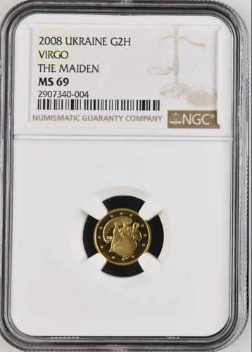 2008 UKRAINE 2H UAH - VIRGO - THE MAIDEN - NGC MS69 coin