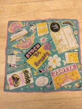Vintage Novelty Alcohol Brands Handkerchief/ Scarf, 10 inches by 10 1/2 inches