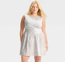    Wild Fable Women's Bow Back Mini A-Line Dress Sky Blue Floral Size XXL  