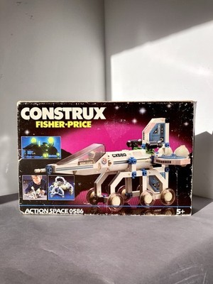 Vintage 1980er Fisher Price CONSTRUX Construction Set Action Space 0587 BOXED USED 