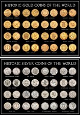 Historic Gold and Silver Coins of the World A3 Poster Set
