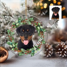 Custom Rottweiler Christmas Ornament with Photo, Personalized Rottweiler
