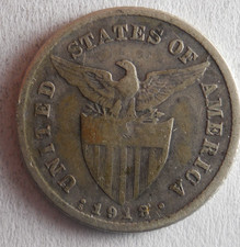 1918 PHILIPPINES 20 CENTAVOS - EARLY DATE Excellent Silver Coin - Lot Y3