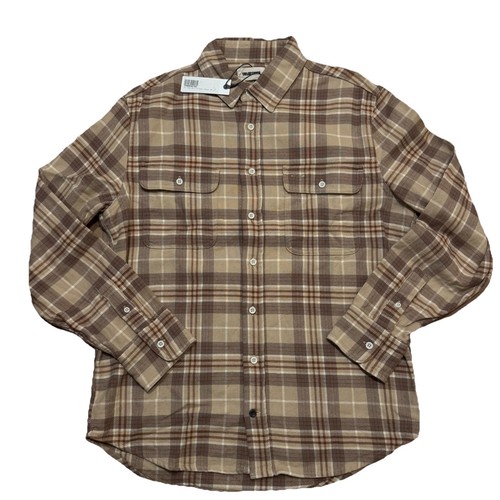 Taylor Stitch The Ledge Shirt Flannel in Fossil Plaid 40 Medium Organic Cotton