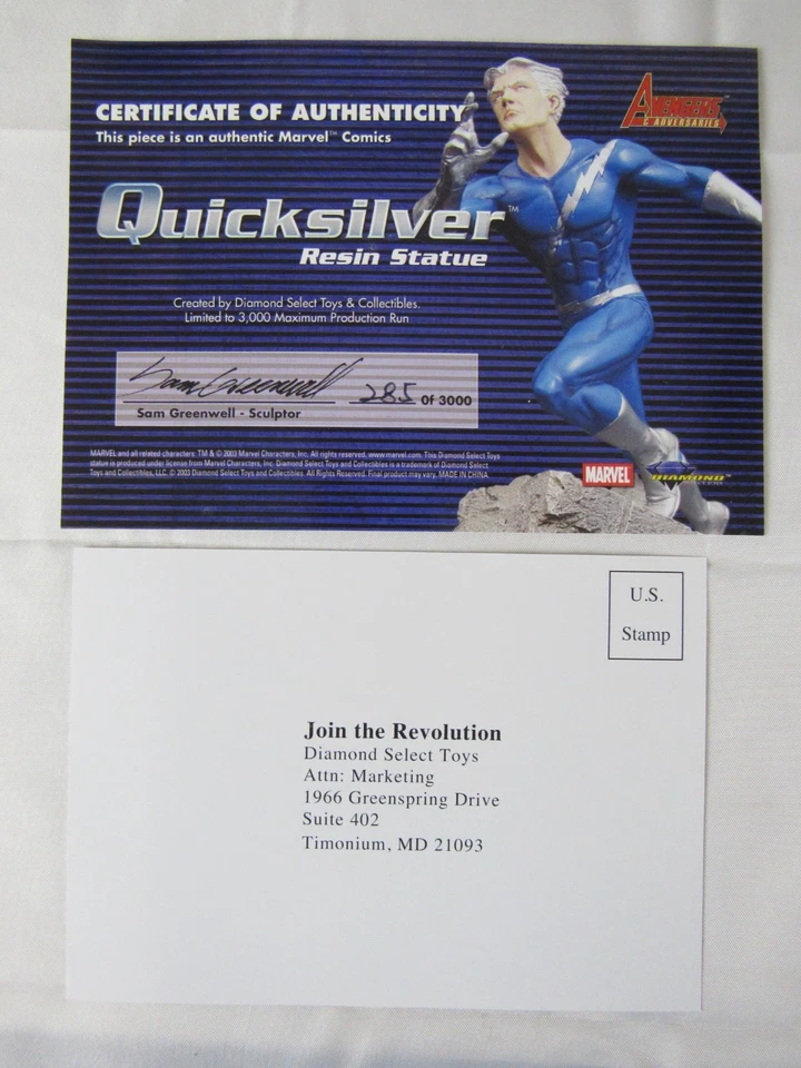 Diamond Select Marvel Avengers & Adversaries Quicksilver 8" Statue MIB LA545 - Image 2 of 4
