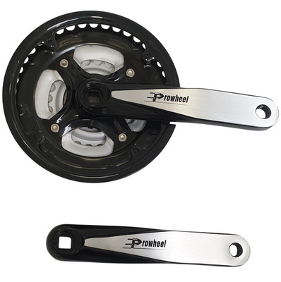 Prowheel Kurbelgarnitur 26'', 3-fach 175mm 24/34/42 Zähne, Alu, schwarz/silber