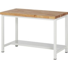 Werkbank mit Stahl Ablageboden, Tiefe 320 mm / 840x1.250x900 mm / 1,25 t / Buche