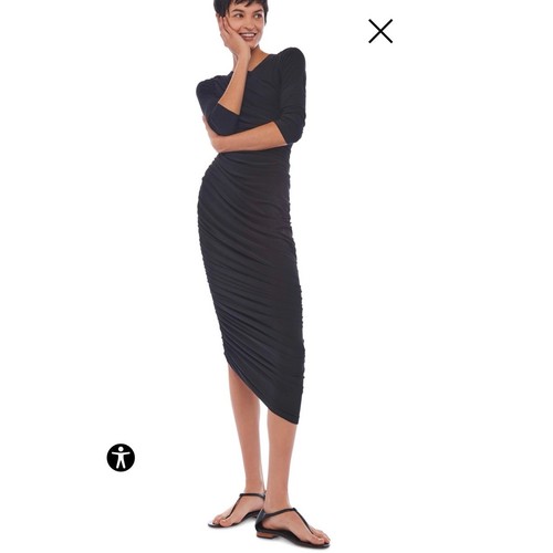 Norma Kamali Long Sleeve Dress Large Diana Gown Black bodycon long minimalist - Picture 4 of 9