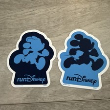 Rundisney Mickey Mouse  Minnie Mouse Sticker Set Of 2 3.5 Inches