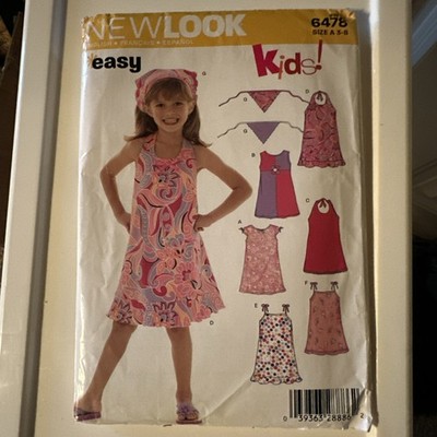 Simplicity New Look Pattern 6478 Girls Dresses Halter Sun Sleeveless 3-8 UNCUT