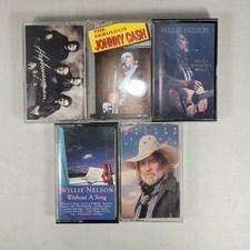 Lot Of 5 Johnny Cash and Willie Nelson Audio Cassette Tapes Classic Country