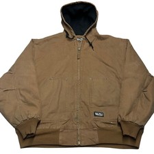 Walls Workwear Hooded Canvas Jacket Brown Mens 2XL Heavyweight Quilt Lined Coat