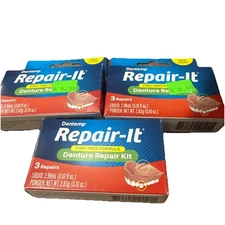 Dentemp Repair-It Denture Repair Kit - For Three Repairs Each (Pack Of 3 Boxes)
